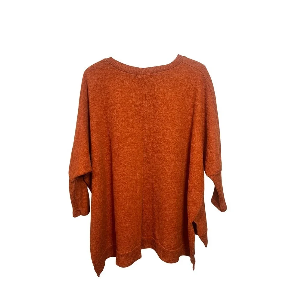 Cherish Orange Heathered Dolman Sleeve Oversized Knit Sweater Top Women M